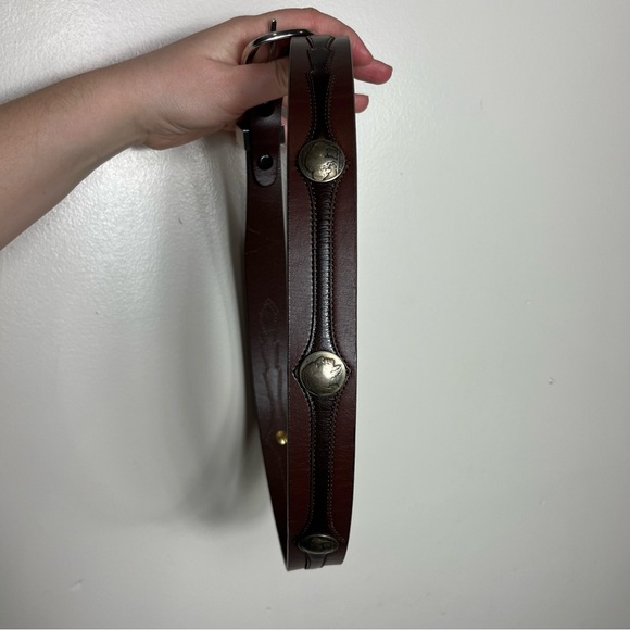 James Culver Handmade Tubac Nickel Clavo Leather Belt Western Cowboy Brown